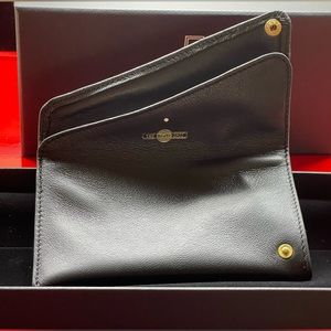 Dunhill white spot pipe tobacco pouch travel leather diagonal snap butter soft